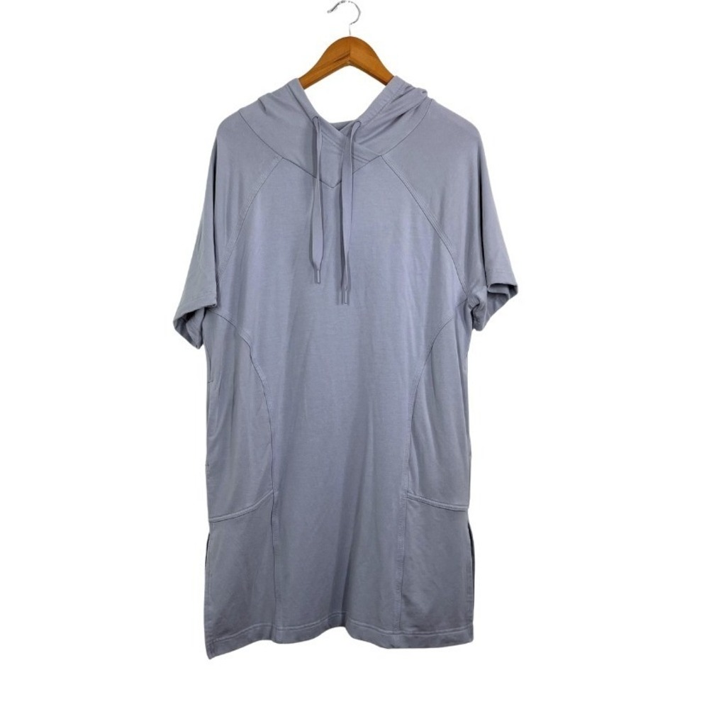 Athleta Hooded Cabana Tunic Top Small Purple Tencel‎ Blend Short Sleeve Pockets - Picture 2 of 9